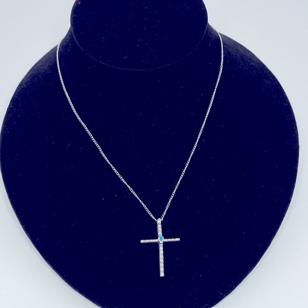 Sterling Silver & Turquoise Cross Pendant